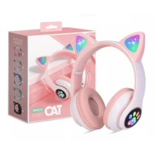 Wireless Cat Headphones With Cat Ears And LED Light