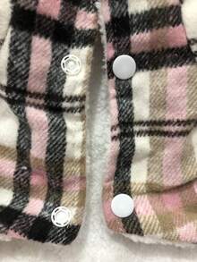 HOLAPET 1pc Thickened Plaid Pet Clothes Coat For Autumn And Winter Season, Suitable For Small And Medium-Sized Cats And Dogs - Pink - View 3