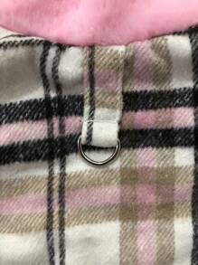 HOLAPET 1pc Thickened Plaid Pet Clothes Coat For Autumn And Winter Season, Suitable For Small And Medium-Sized Cats And Dogs - Pink - View 4