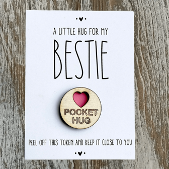 1/10pcs Bestie Wooden Greeting Card With Hugging Figure, Gift For Friends, Family, Lover, Suitable For Birthday, Valentine's Day, Party