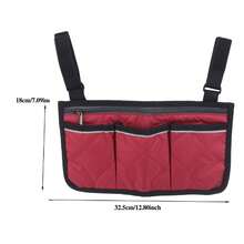 1入組暗紅色輪椅扶手側面收納袋 - 酒紅色 - 查看 2