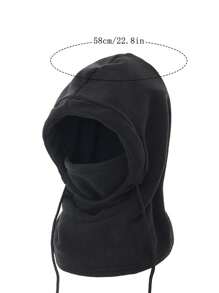 1 Piece Of Couple's 2-Color Cycling Scarf All-In-One Hat Winter Polar Fleece Mask Thermal Lined Thickened Wind And Cold Warm Pullover Hat - Dark Grey - View 3