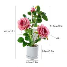 1入組人造玫瑰花盆,鄉村風格室內裝飾盆栽,適用於婚禮和節日禮品 - 多色可選 - 查看 2