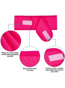 1pc Adjustable Women's Spa Facial Headband, Shower & Makeup Hair Tie Suitable For Washing Face, Soft Towel & Hair Styling Accessory Accessories, Hair Tools, Curly Fall, Travel, Hair Tools Fall, Women, Women, Hair Tools, Stuff, Beauty Accessories, Gifts, Travel, Gifts For Women, Stocking Fillers Women, Gifts For Women, Gift, For Adults, Stocking Fillers For Adult, Women's Accessories, Stocking Stuffer, Coming-Of-Age, Gift Ideas For Women, Beauty Gifts For Women Fashion Hair Band - Hot Pink - View 5