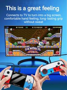 1pc Handheld Game Console, New 3 Inch Color Screen Rechargeable Game Player, Retro Classic 666 Old School Games, Two Players Interactive Gift - Blue Red - View 9