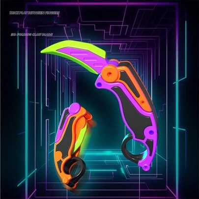 1pc Random Color Gravity 3d Printed Folding Claw Knife, Butterfly Trainer, Stress Relief Toy