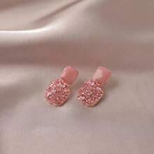 1pair Simple & Personalized High-End Purple Square Shape Full Diamond Earrings - Square - View 9