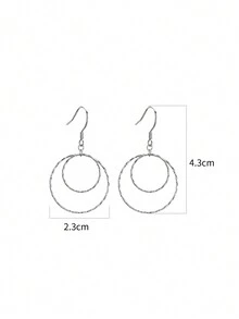 S925 Sterling Silver Double-Layer Circle Earrings, New Fashion Geometric Round Stud Earrings, Stylish And Delicate Ear Jewelry - Double Circle - View 3