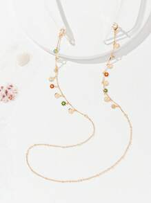 Women's Fashion Flower & Smiling Face Pendant Decor Eyeglass Chain - Multicolor - View 3