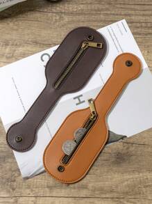 Brown Leather Self Defense Slapper Coin Bag, Boston Leather Slap Jack, Outdoor Coin Organizer - Brown - View 10