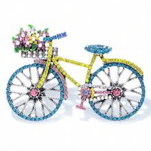 Rhinestone Bike Design Brooch - Blue - View 1