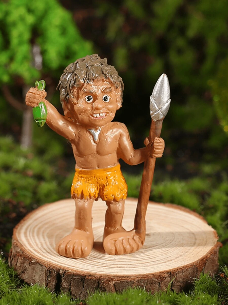 1pc Simulation Human Figure Ornament, Resin Wildman & Bonfire Decor For Home, Office, Diy Micro-Landscape Making - Player No. 1 - View 1