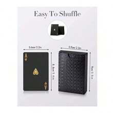 1 张黑色扑克牌，防水扑克牌和灵活扑克牌，带盒子，非常适合派对、游戏、万圣节/感恩节/圣诞节礼物，适合万圣节/圣诞节/感恩节的成人派对游戏 - 黑色 - 查看 2