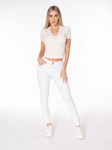 Jeans Skinny Mezclilla Blanco - Blanco - Ver 1