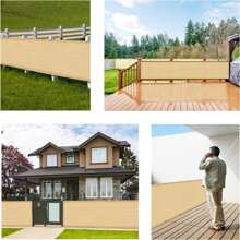 1pc LOVE STORY Balcony Privacy Screen 3'X10'/ 3'X16' Deck Shield Screen Fence Cover (HDPE),UV Protection And Weather-Resistant,Windscreen Cover Fabric Shade Netting Mesh Cloth For Deck, Patio, Backyard, Outdoor Pool, Porch, Railing, Decor - Khaki - View 3