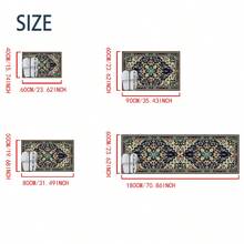 1pc Crystal Velvet Material With Washable Fabric Bottom, Black Bohemian Style Simple Multi-Color Patchwork Design, Soft, Absorbent, Non-Slip, Easy To Clean And Machine Washable Long Carpet, Available In Various Styles And Sizes, Suitable For Various Areas In Kitchen, Dining Room - Black - View 2
