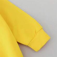 Baby Boy Solid Color Cartoon Bear Hooded Long Sleeve Top And Pants Set, Spring/Autumn (No Shoes Or Hat Included) - Yellow - View 5