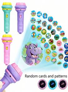 1个粉色儿童益智玩具，带投影手电筒，适合早教和娱乐，可用于生日、圣诞节等场合；3张随机颜色卡片，适合学校、学生、文具、学习用品。 - 淺粉色 - 查看 11
