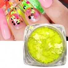 荧光黄全息超薄闪粉蝴蝶形流苏和多彩纸片,可用於diy指甲艺术装饰、树脂工艺和珠宝制作 - 黃色 - 查看 1