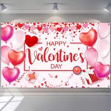1pc 1.1*1.8m Polyester Happy Valentine's Day Banner For Valentine's Day Party Decoration - Valentine's Day Background Cloth Type D - View 1