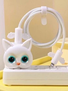 5入組卡通小白貓充電器電纜保護套，適用於蘋果iPhone 14數據線和20W充電器 - 彩色 - 查看 11