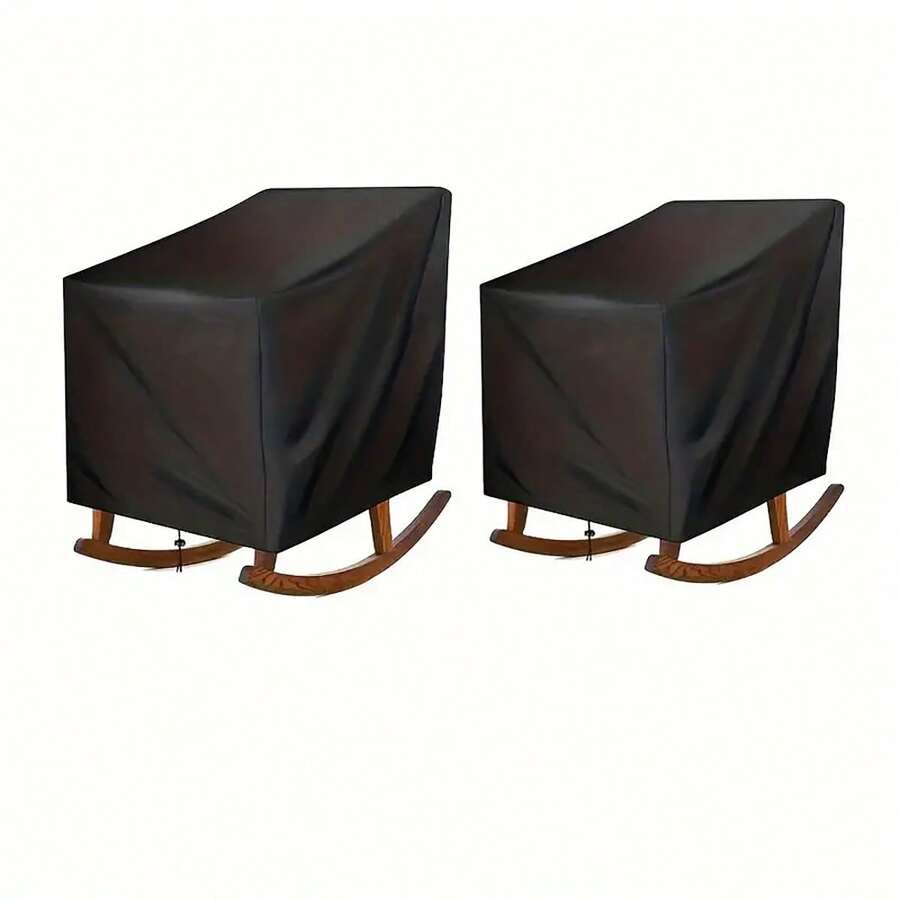 2入組防水露台椅套,可堆疊的戶外椅套,耐用的210d牛津條紋凳椅套,耐用的防水家具椅套,全天候保護,黑色 - 黑色 - 查看 1