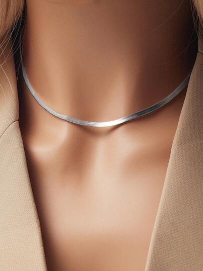 SYMFNY 1 件 925 纯银简约 3 毫米扁平蛇链项链，适合作为男女日常佩戴的珠宝礼物