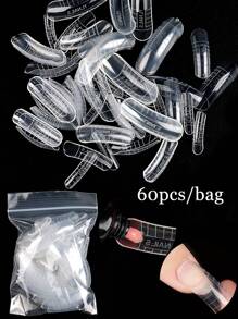 美甲實心聚合凝膠套裝,透明白色2件裝延展凝膠套裝,美甲強化修復凝膠美甲套裝,包含60件美甲模具,適用於初學者在家製作美甲設計 - 彩色 - 查看 7