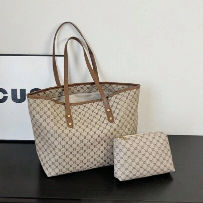 Letter Print Lightweight Luxury Tote Bag