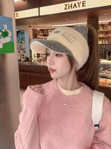 1pc Women's Winter Hat, Korean Style Sweet Knit Cap With Warm Thermal Lined , Ear Flaps And Ponytail Hole, Windproof And Suitable For Outdoor Activities And Sports In The Colder Seasons - Black - View 10