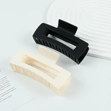 1/2/4入組矩形發夾,純色防滑夾牢夾髮夾,女性薄厚髮用造型配件 - 黑色+白色 - 查看 1