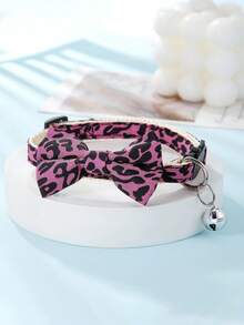 1入紫色豹紋寵物項圈,附有貓鈴 - 紫色 - 查看 3