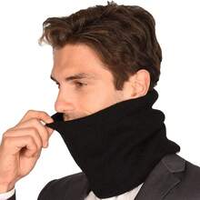 1 件冬季针织颈部保暖器，男女通用保暖羊毛围巾面罩二合一设计，适合户外运动、休闲和骑行，颈部保护 - 黑色 - 查看 2