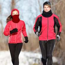 1 件冬季针织颈部保暖器，男女通用保暖羊毛围巾面罩二合一设计，适合户外运动、休闲和骑行，颈部保护 - 黑色 - 查看 6