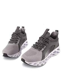 Valentine's Day Men Non Slip Running Athletic Shoes Festival Gift Lace Up Tennis Mens Casual Shoes Fashion Sporty Sneakers For All Season - 灰色 - 查看 2