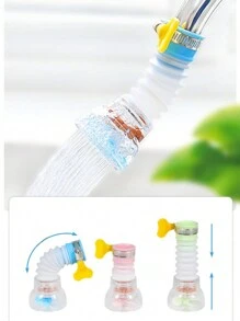 1pc Rotatable Water Filtering Faucet With Extendable Head, Bathroom Sink Tap Filter Nozzle For Anti-Splash - Green - View 4