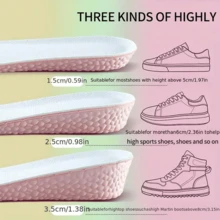 男女鞋墊,增高升級,柔軟舒適,吸汗透氣,適合運動和夏季活動 - 粉色 - 查看 6