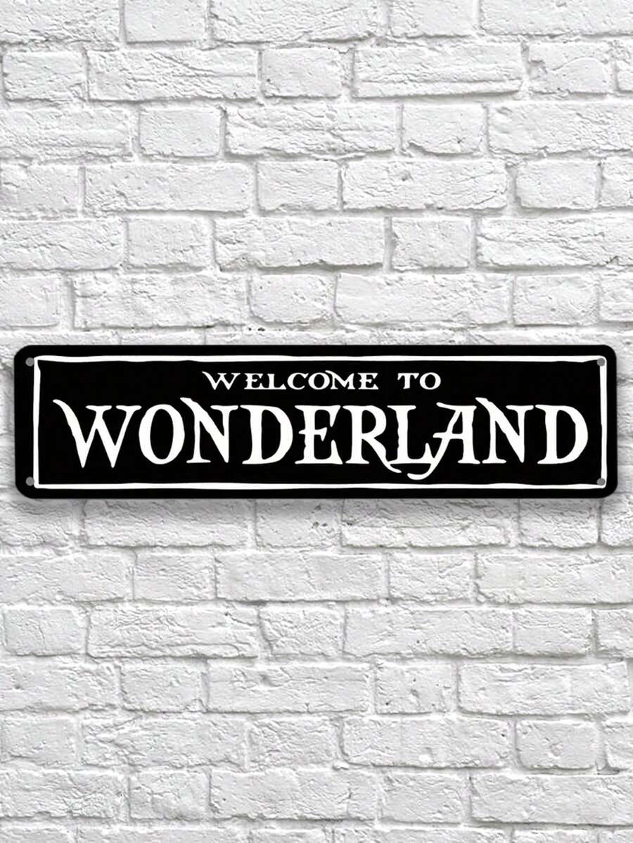 1pc Add A Spooky Touch To Your Home With This Welcome To Wonderland Gothic Decor Sign! - Multicolor - View 1