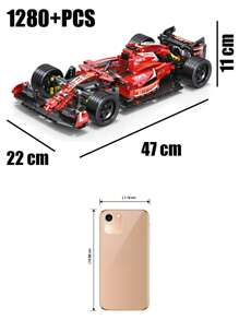 High Difficulty Adult Mechanical Assembly Moc Mini Particle Building Block Formula Racing Red Special Edition Track Simulation Racing Car Model Set Holiday Gift - Red - View 6