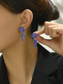 1對最新性感亮片嘴唇和手勢設計耳環,個性化藝術耳環,適用於優雅的女性和女孩,合金珠寶配飾,情人節情侶禮物,日常佩戴 - 耳飾 - 查看 2