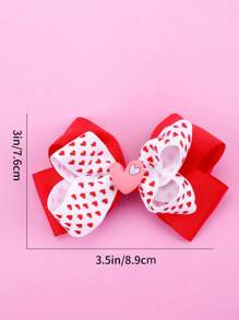 1入情人節女士2層髮帶夾，紅色愛心可愛鱷魚夾，女士頭髮飾品。 - 彩色 - 查看 5