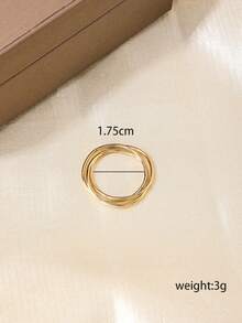 1pc 2-Layered Metallic Circle Ring - Gold - View 4