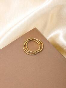 1pc 2-Layered Metallic Circle Ring - Gold - View 3