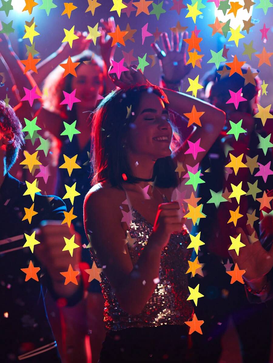 1入組螢光星光環形紙製花環派對裝飾旗幟 - 星星 - 查看 1