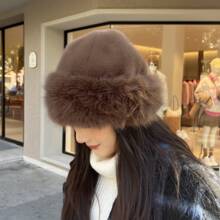 New Plush Mongolian Hat Ladies Autumn And Winter Cold Warm Atmosphere With Cute Plush Hats - Black - View 2
