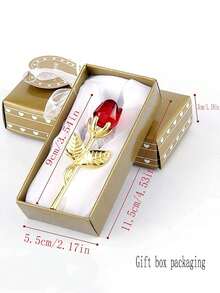 1入組情人節水晶玫瑰工藝品，裝飾情人節禮物的好選擇 - 紅色 - 查看 2