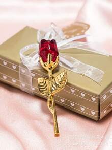 1入組情人節水晶玫瑰工藝品，裝飾情人節禮物的好選擇 - 紅色 - 查看 4