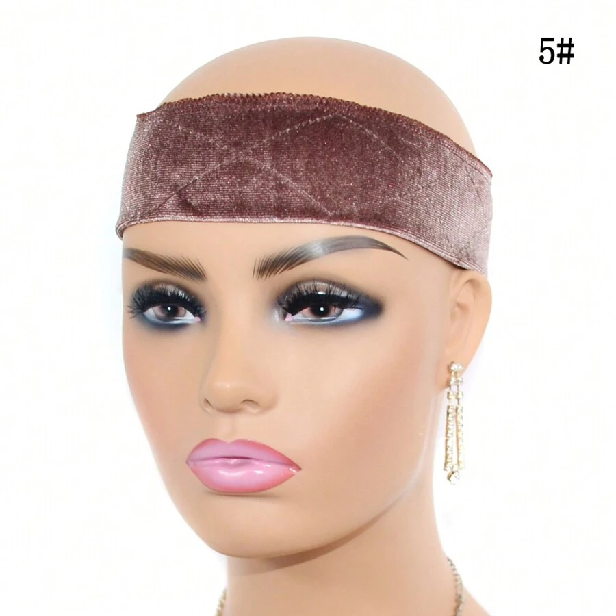 時尚雙面柔軟絨布抓頭髮頭箍,可調節絨布假髮固定帶頭箍,假髮配件頭箍 - 巧克力棕 - 查看 1