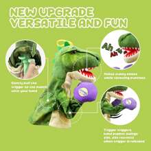 Títere De Mano Animal - Títere De Boxeo De Dinosaurio T-rex Para Niños Para Mejorar Habilidades Sociales E Interactivas, Adecuado Para Niños Y Niñas, Con Efectos De Sonido - Verde - Ver 5