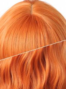 渐变金色短波浪 Cosplay Lolita 假发，带刘海，浅铂金鲍勃，耐热合成假发，适合女性日常派对假发（请注意佩戴和护理方式，由于拍摄时的光线和角度，实际产品可能与图像有轻微的颜色差异。） - 橘色 - 查看 7